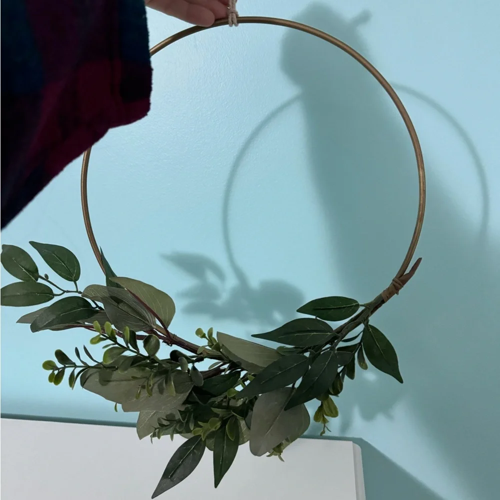Gold Hoop with Eucalyptus Greenery
